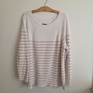 Striped Cream and Tan Knit Sweater
